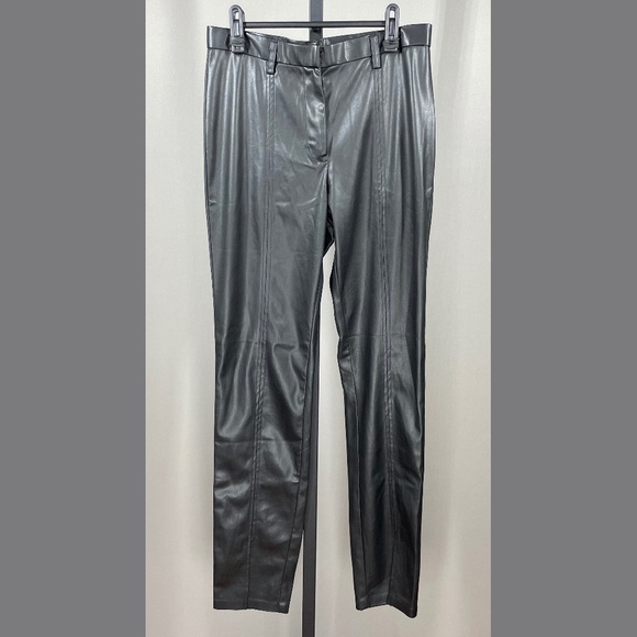 NEW Jason Wu Pants Womens Medium black faux leather skinny designer moto - Picture 1 of 10